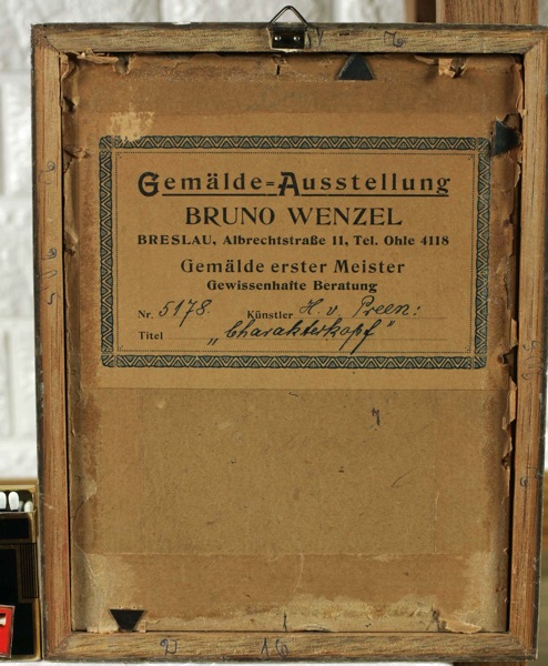 Hugo von Preen antikes Pastellkreide Gemälde Charakterkopf Genre Portrait Mann 1922