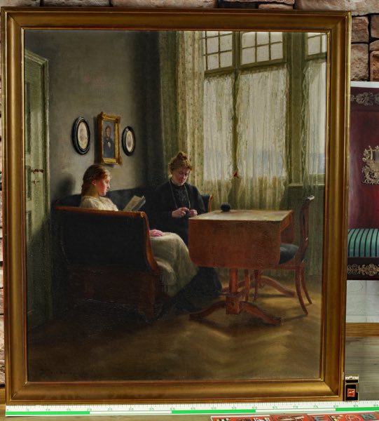 Ida Idi Teichmann Ölgemälde antik auf dem Sofa 1910