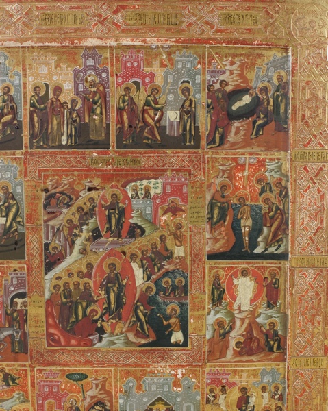 Ikone antik Festtagsikone aus dem Leben Jesus Christus Russland