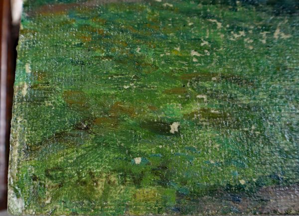 Impressionist unleserlich signiert Ölgemälde antik Dame Landschaft