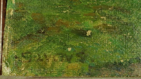 Impressionist unleserlich signiert Ölgemälde antik Dame Landschaft