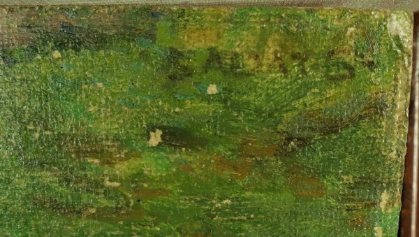Impressionist unleserlich signiert Ölgemälde antik Dame Landschaft