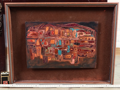 Ingeborg Hieronymus Mackinstry Bronze Relief Emaille Malerei 1974
