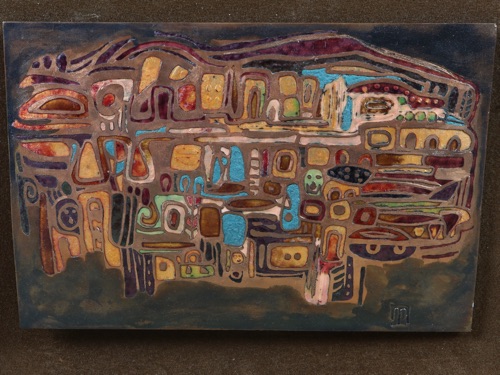 Ingeborg Hieronymus Mackinstry Bronze Relief Emaille Malerei 1974