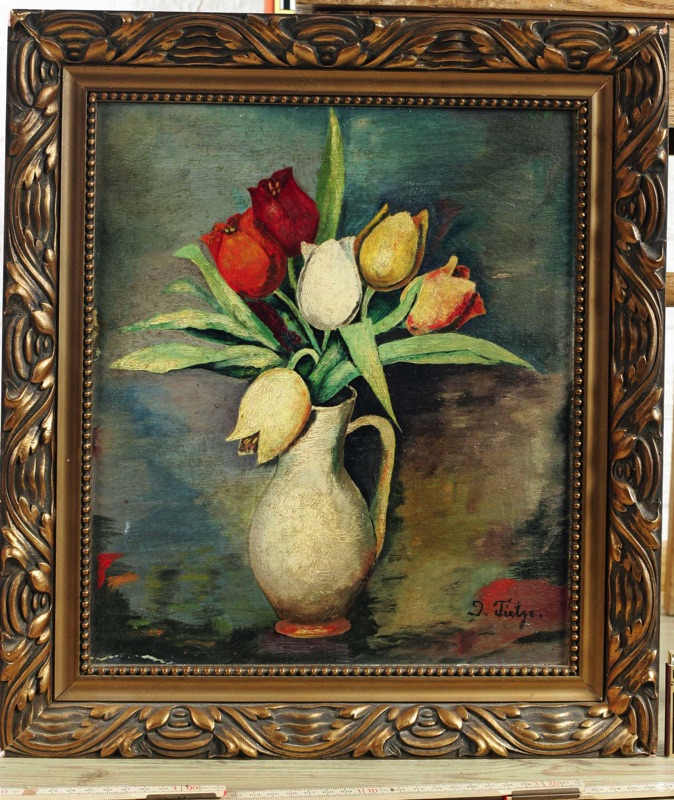 J Tietge Ölgemälde antik Art Deco Stillleben