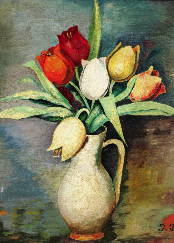 J Tietge Ölgemälde antik Art Deco Stillleben