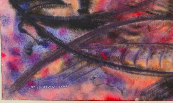 Jacques Zigoma Brazzaville 1936 1987 Aquarell Fische abstrakt 1