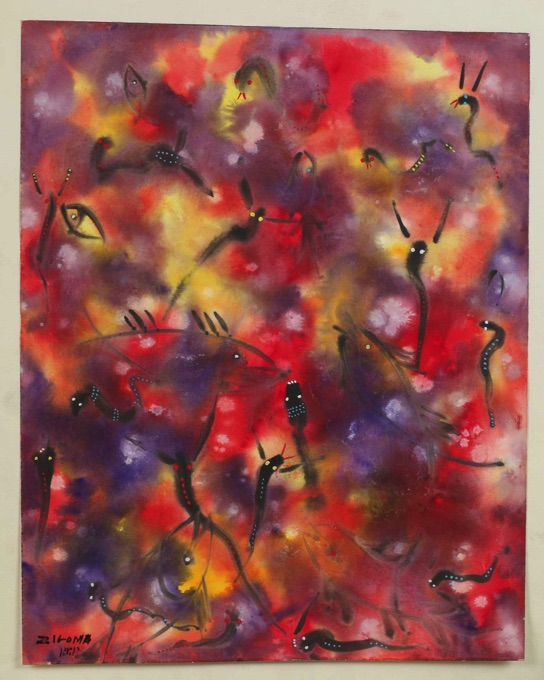 Jacques Zigoma Brazzaville 1936 1987 Aquarell Schlangen abstrakt