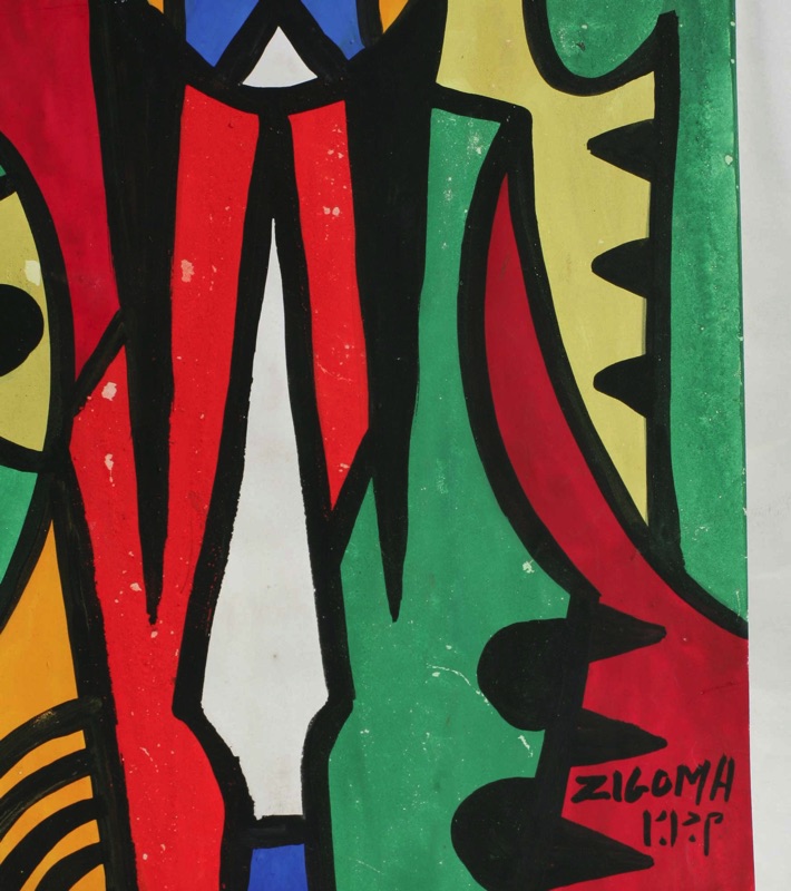 Jacques Zigoma ältere Gouache Kongo Masken