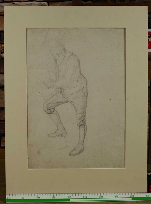 Jakob Becker antike Zeichnung Studie Portrait