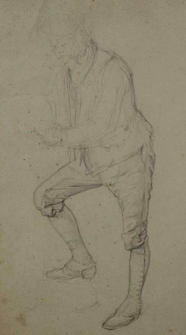 Jakob Becker antike Zeichnung Studie Portrait