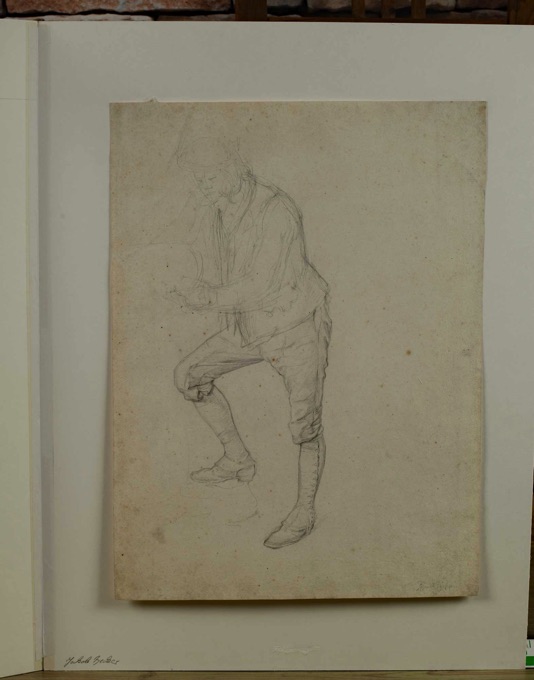 Jakob Becker antike Zeichnung Studie Portrait