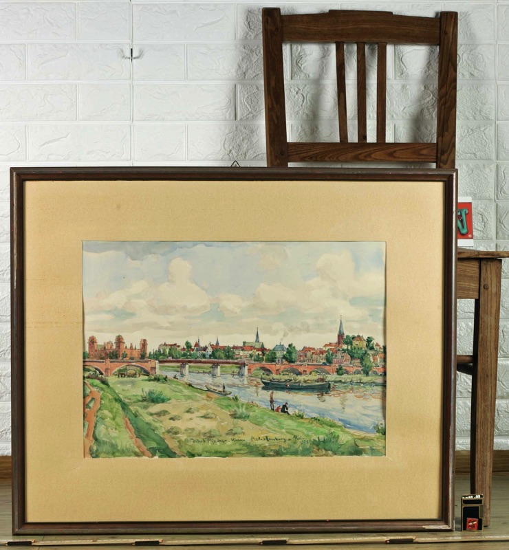 Jakob Fischer Rhein Aquarell Aschaffenburg Main 1953