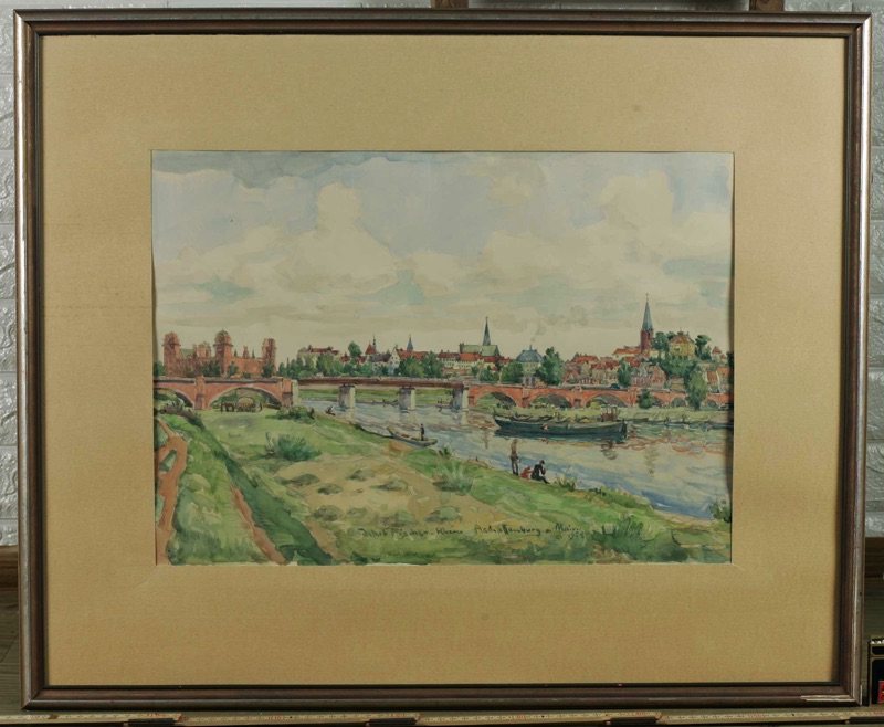 Jakob Fischer Rhein Aquarell Aschaffenburg Main 1953