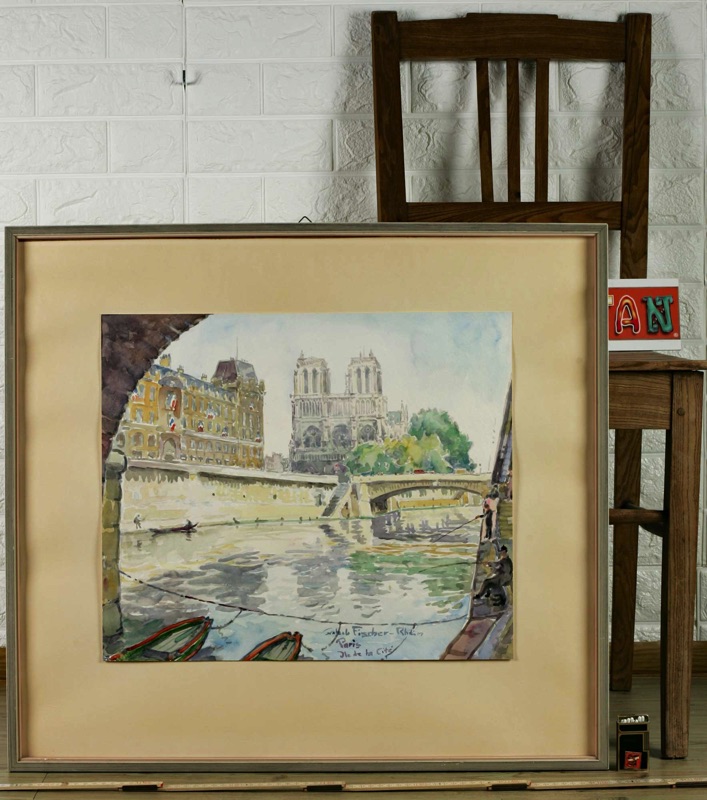 Jakob Fischer Rhein Aquarell Paris Seine Ile de la Cite