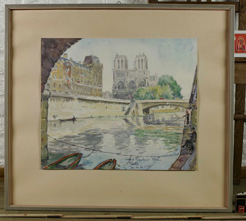 Jakob Fischer Rhein Aquarell Paris Seine Ile de la Cite