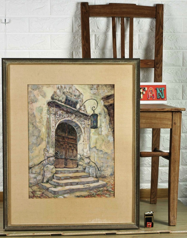 Jakob Fischer Rhein Aquarell Rothenburg ob der Tauber Portal altes Rathaus