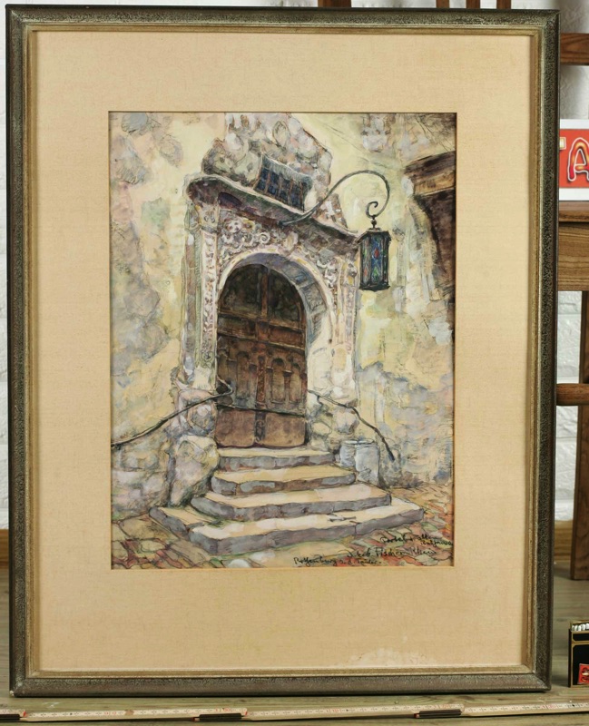 Jakob Fischer Rhein Aquarell Rothenburg ob der Tauber Portal altes Rathaus