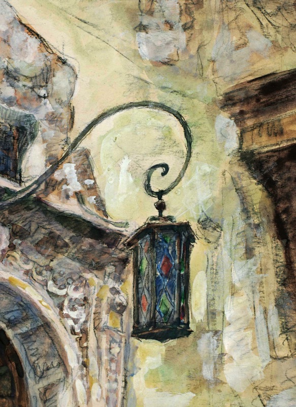 Jakob Fischer Rhein Aquarell Rothenburg ob der Tauber Portal altes Rathaus