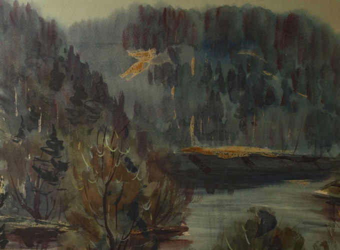 Janis Brekte Aquarell 1971 Landschaft