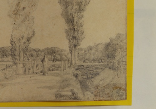 Jens Adolph Jerichau Zeichnung antik Landschaft Dorf