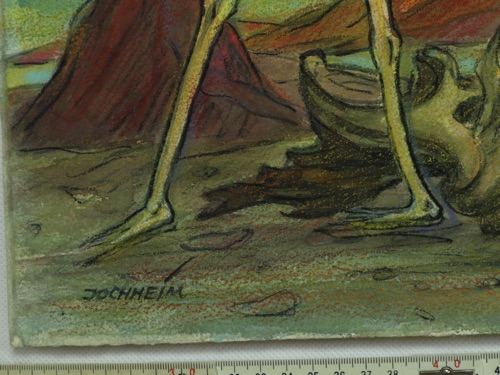 Jochheim Aquarell älter 1968 Urzeit Fabelwesen