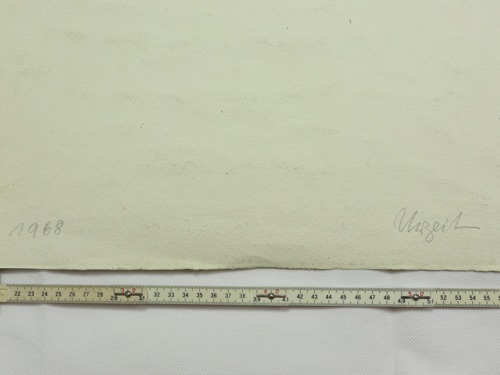 Jochheim Aquarell älter 1968 Urzeit Fabelwesen