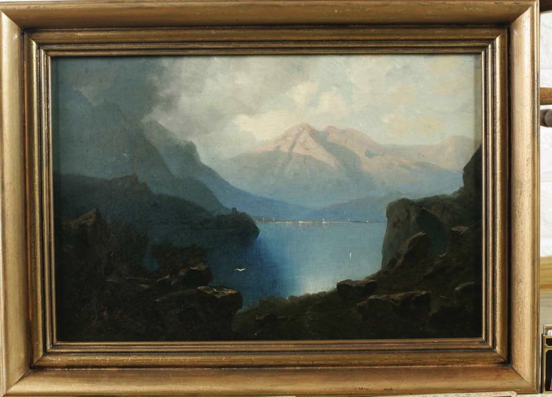 Johann Andreas Herrenburg antikes Ölgemälde Lago di Lugano