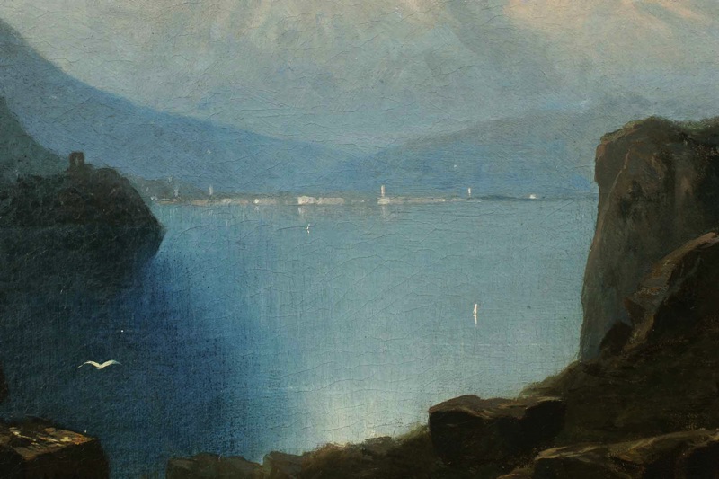 Johann Andreas Herrenburg antikes Ölgemälde Lago di Lugano