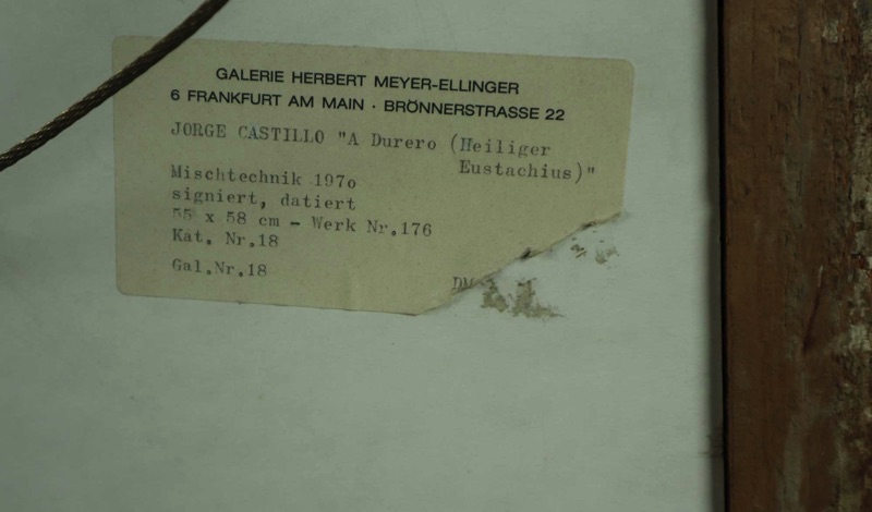 Jorge Castillo Mischtechnik Gemälde A Durero Heiliger Eustachius 1970