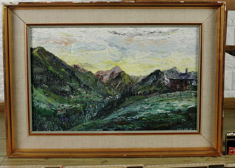 Juds älteres Ölgemälde expressive Landschaft 1966