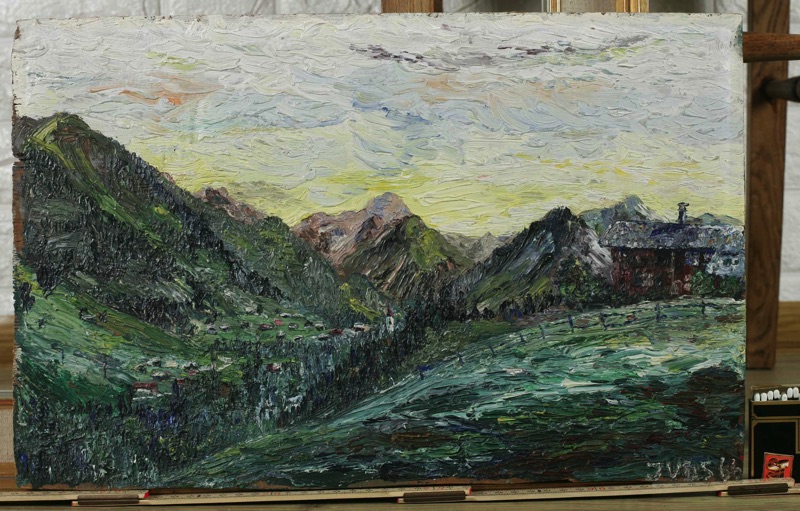 Juds älteres Ölgemälde expressive Landschaft 1966