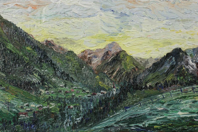 Juds älteres Ölgemälde expressive Landschaft 1966