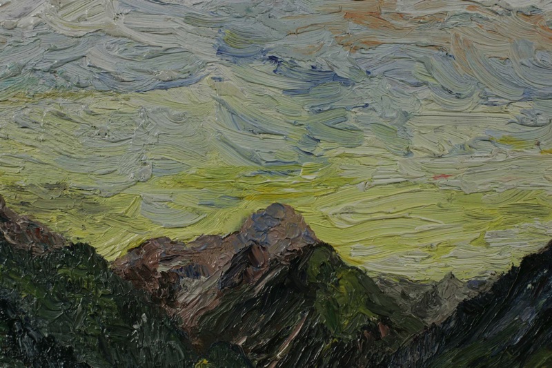 Juds älteres Ölgemälde expressive Landschaft 1966