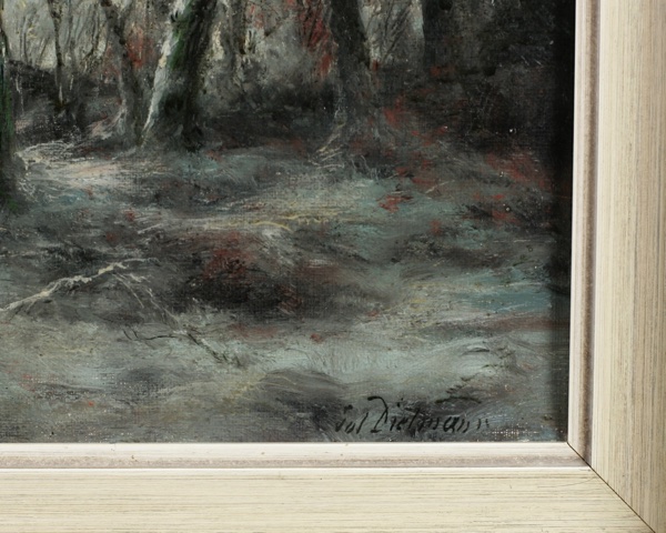 Julius Dielmann antikes Ölgemälde Taunus Schnee Winter Impressionist Kronberg Königstein