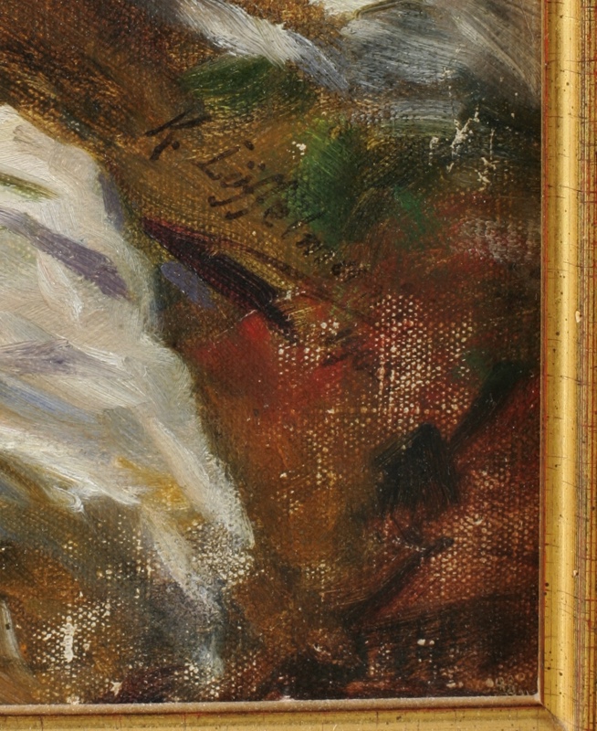 K Löffelmann Ölgemälde antik 1900 Waldbach