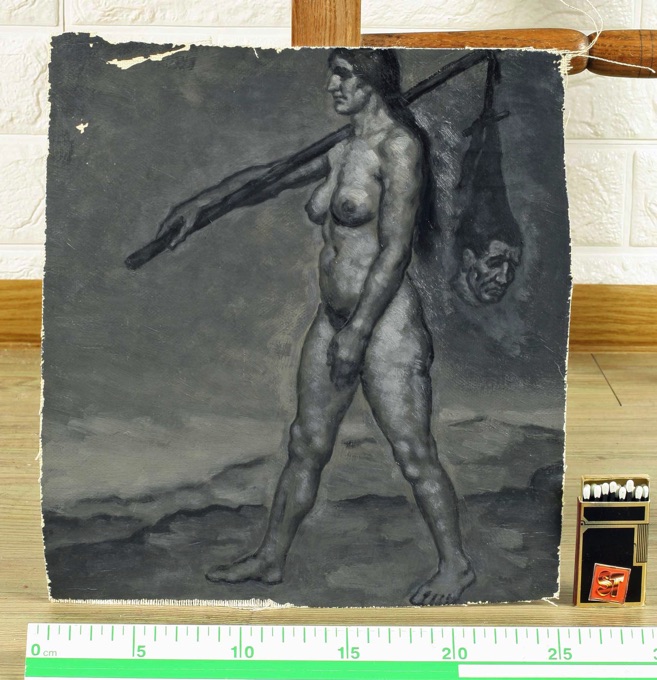 KOFRON Ölgemälde um 1940 antik Hexe Totentanz Grisaille entartete Kunst ? Franz