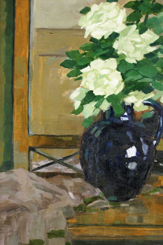 Kainer Ölgemälde antik Stillleben Blumen Spiegel