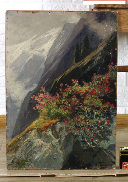 Karl Hanns Taeger antikes Ölgemälde Alpen Flora