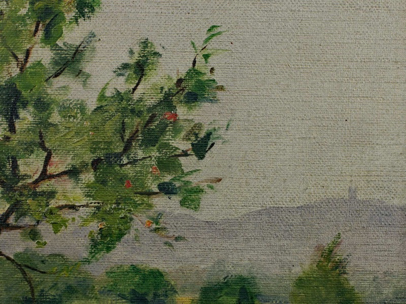 Karl Mergell antikes Ölgemälde Obstwiese Apfelbaum Taunus