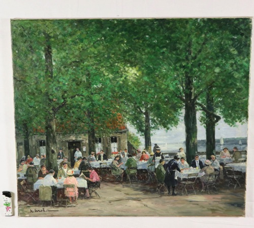 Karl Mohr Ölgemälde Park Personen Cafe Restaurant See