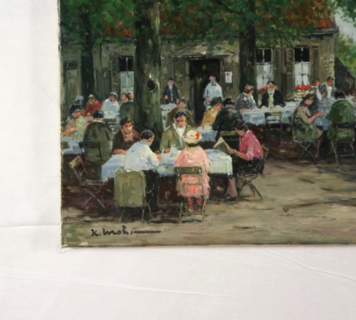 Karl Mohr Ölgemälde Park Personen Cafe Restaurant See