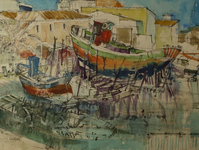 Karl Seidl Aquarell 1969 Lagune