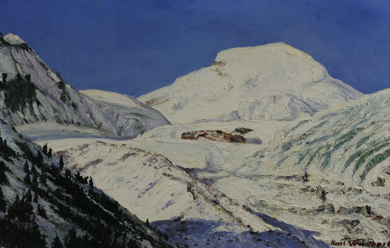 Karl Walther Ölgemälde Allalinhorn Alpen Fee Gletscher 1967