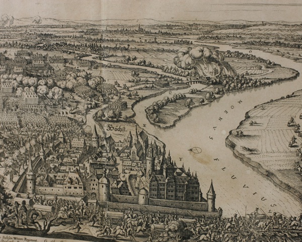 Kupferstich Merian Hoechstam ad Moenum antik 1622