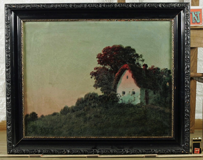 Laszlo Dioszeghi Ölgemälde antik einsames Haus 1935
