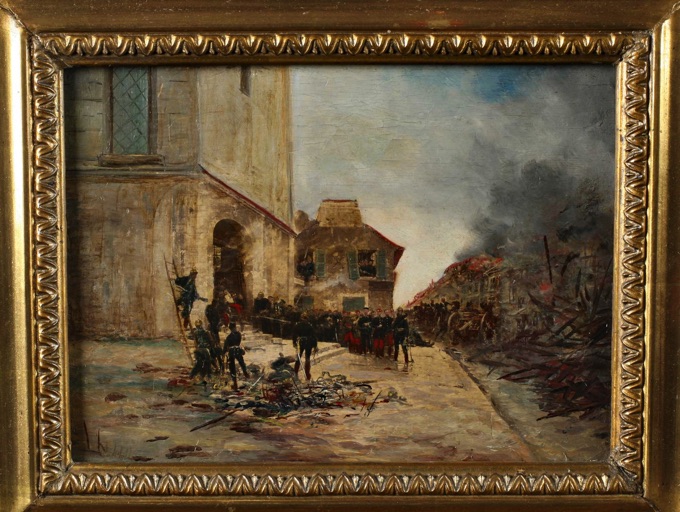 Le Bourges Ölgemälde antik Entwaffnung Franzosen