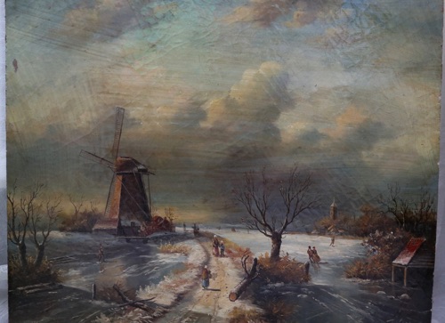 Loos Ölgemälde Eisvergnuegen Dorf