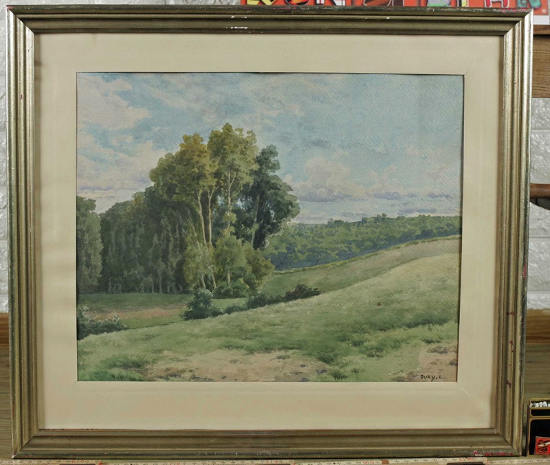 Louis Oury antikes Aquarell Landschaft