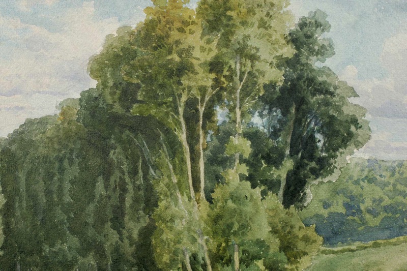 Louis Oury antikes Aquarell Landschaft
